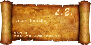 Later Evetke névjegykártya